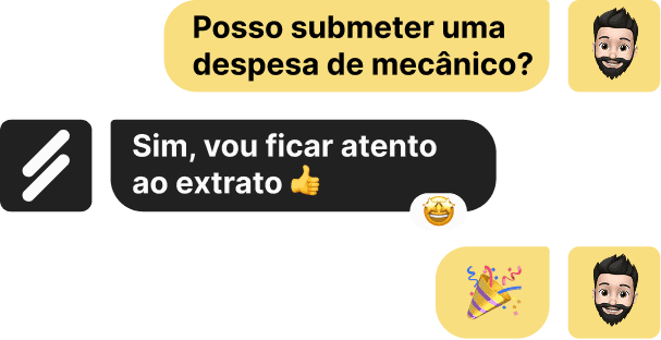 Conversa no chat Roadshow sobre a submissão de uma despesa.